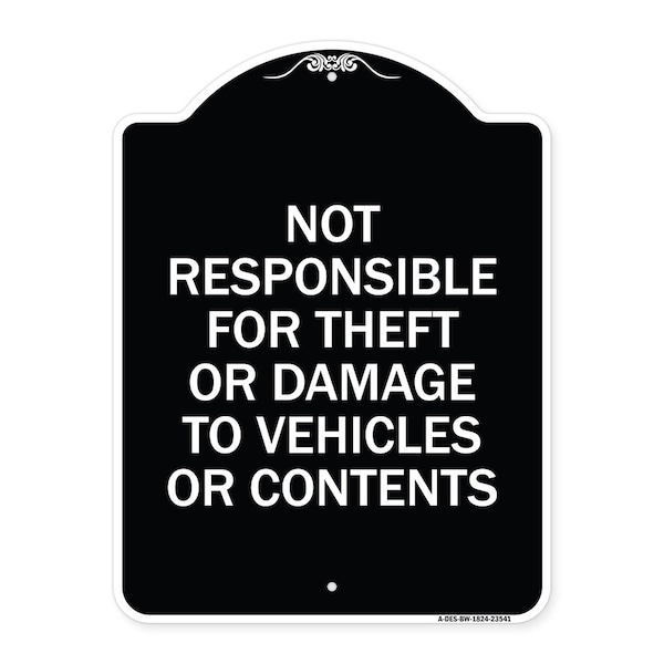 Signmission Not Responsible for Theft or Damage to Vehicles or Contents Heavy-Gauge Alum, 24" H, BW-1824-23541 A-DES-BW-1824-23541 - main